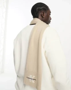 Scarves*Calvin Klein Jeans Embroidered Scarf In Taupe Plaza Taupe