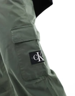 Trousers & Chinos*Calvin Klein Jeans Essential Regular Cargo Pants In Dark Green Thyme
