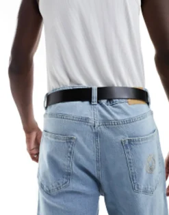 Belts*Calvin Klein Jeans Flat Classic Leather Belt In Black