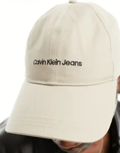 Caps & Hats*Calvin Klein Jeans Institutional Logo Cap In Taupe Plaza Taupe