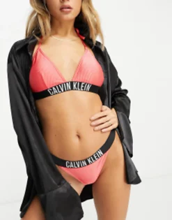 Swimwear & Beachwear*Calvin Klein Logo Rib Triangle Bikini In Red