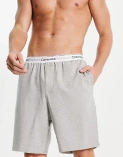 Shorts*Calvin Klein Lounge Shorts In Grey With Logo Waistband Grey Heather