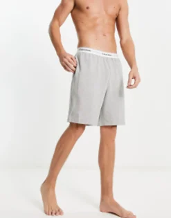 Shorts*Calvin Klein Lounge Shorts In Grey With Logo Waistband Grey Heather