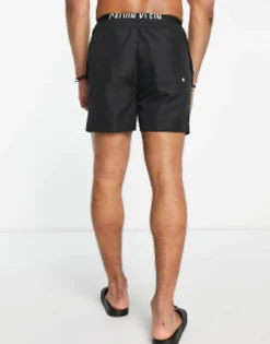 Swimwear*Calvin Klein Small Thigh Logo Swim Shorts In Black