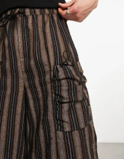 Shorts*Collusion Baggy Stripe Skater Short With Bungee In Brown