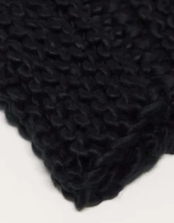 Scarves*Collusion Chunky Crochet Textured Knit Balaclava In Black