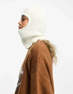 Scarves*Collusion Knitted Balaclava In Ecru Ivory