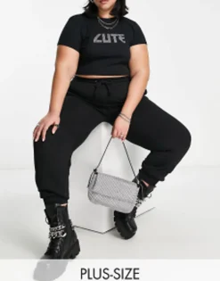 Tracksuits & Joggers*Collusion Plus Oversized Branded Joggers In Black