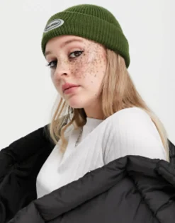 Beanies*Collusion Unisex Fisherman Beanie With Logo In Green Dark Green