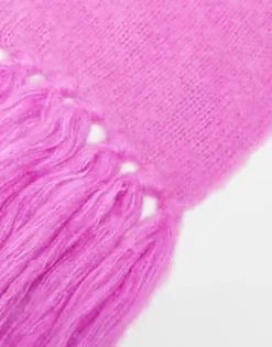 Scarves*Collusion Unisex Fluffy Knit Logo Scarf In Pink