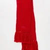 Scarves*Collusion Unisex Fluffy Knit Logo Scarf In Red