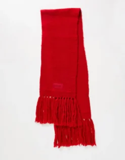 Scarves*Collusion Unisex Fluffy Knit Logo Scarf In Red