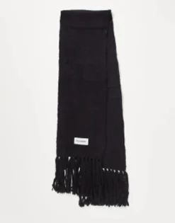 Scarves*Collusion Unisex Fluffy Knit Logo Scarf In Black