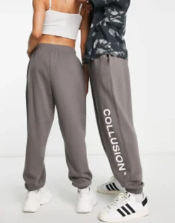 Tracksuits & Joggers*Collusion Unisex Logo Joggers In Dark Grey