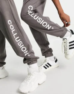 Tracksuits & Joggers*Collusion Unisex Logo Joggers In Dark Grey