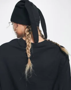 Beanies*Collusion Unisex Novelty Festival Beanie With Sock Ears In Black