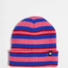 Beanies*Collusion Unisex Stripe Logo Beanie In Pink And Blue Multi