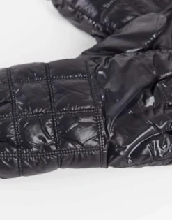 Gloves*Collusion Unisex Wet Look Padded Gloves In Black