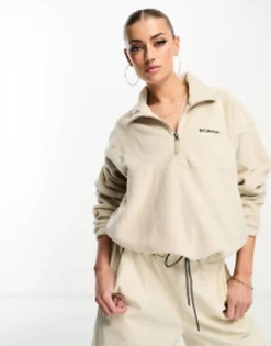 Sportswear*Columbia Brushy Bay Half Zip Fleece In Biege Exclusive At Asos Ancient Fossil