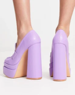 Loafers*Daisy Street Exclusive Double Platform Heeled Loafers In Purple