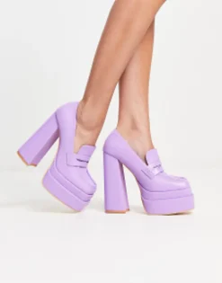 Loafers*Daisy Street Exclusive Double Platform Heeled Loafers In Purple