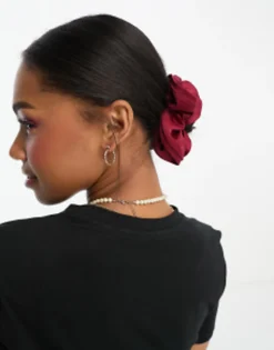 Hair Accessories*Daisy Street Oversized Satin Scrunchie In Red