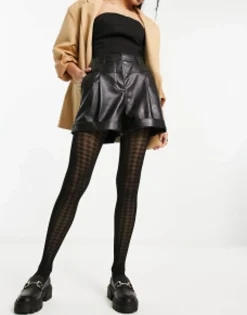 Socks & Tights*DESIGN 30 Denier Houndstooth Tights In Black