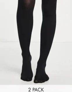 Socks & Tights*DESIGN 2 Pack 120 Denier Tights In Black