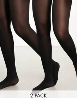 Socks & Tights*DESIGN 2 Pack 40 Denier Tights In Black