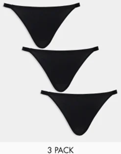 Multipacks*DESIGN 3 Pack Brief In Cotton Tanga In Black