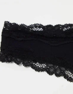 Multipacks*DESIGN 3 Pack Cotton & Lace Trim High Rise Malibu Thong In Black