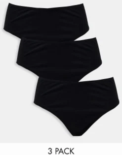 Multipacks*DESIGN 3 Pack Cotton High Waist Brazilian In Black