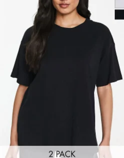 Multipacks*DESIGN 2 Pack Oversized T-Shirt In Black & White Multi