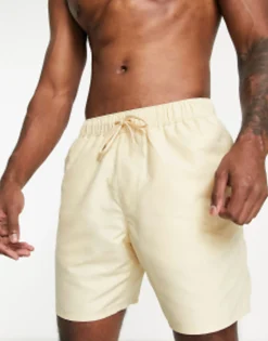 Swimwear*DESIGN 2 Pack Swim Shorts In Mid Length In Light Green/Beige Save Swamp Green/Beige