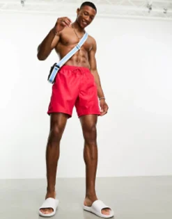 Swimwear*DESIGN 2 Pack Swim Shorts In Mid Length In Save Navy/Red