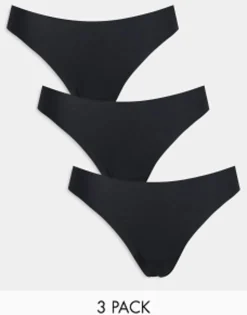 Multipacks*DESIGN 3 Pack Thong In No Vpl & Lace In Black