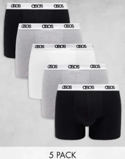Underwear*DESIGN 5 Pack Trunks With Branded Waistband Multi