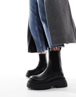 Chelsea Boots*DESIGN Adelaide Leather Chelsea Boots In Black Black Leather