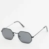 Sunglasses*DESIGN Angled Sunglasses In Metal With Smoke Lens Black