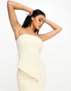 Skirts*DESIGN Asymmetric Hem Top Co-Ord In Ecru