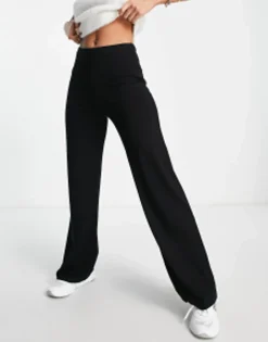 Trousers & Leggings*DESIGN Basic Wide Leg Jersey Trouser In Black