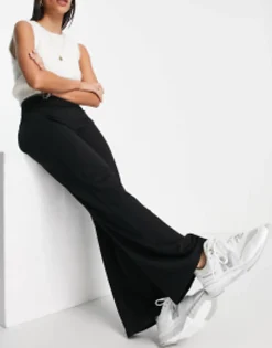 Trousers & Leggings*DESIGN Basic Wide Leg Jersey Trouser In Black