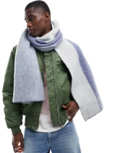 Scarves*DESIGN Blanket Scarf In Two Tone Blue Mid Blue