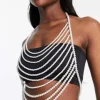Belts*DESIGN Body Harness With Layered Graduated Pearl White