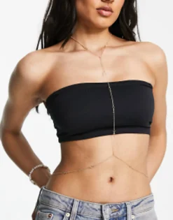 Belts*DESIGN Body Harness With Crystal In Tone Gold