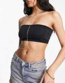 Belts*DESIGN Body Harness With Crystal In Tone Gold