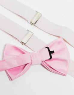 Ties*DESIGN Bow And Brace Set In Pink Light Pink
