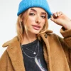 Beanies*DESIGN Chunky Double Roll Beanie In Blue