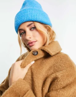 Beanies*DESIGN Chunky Double Roll Beanie In Blue