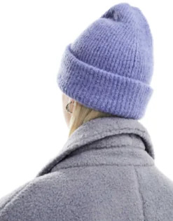 Beanies*DESIGN Chunky Double Roll Beanie In Blue Mid Blue